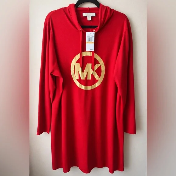 NWT - MICHAEL Michael Kors - Plus Size Circle Logo Hoodie Dress - Picture 2 of 9